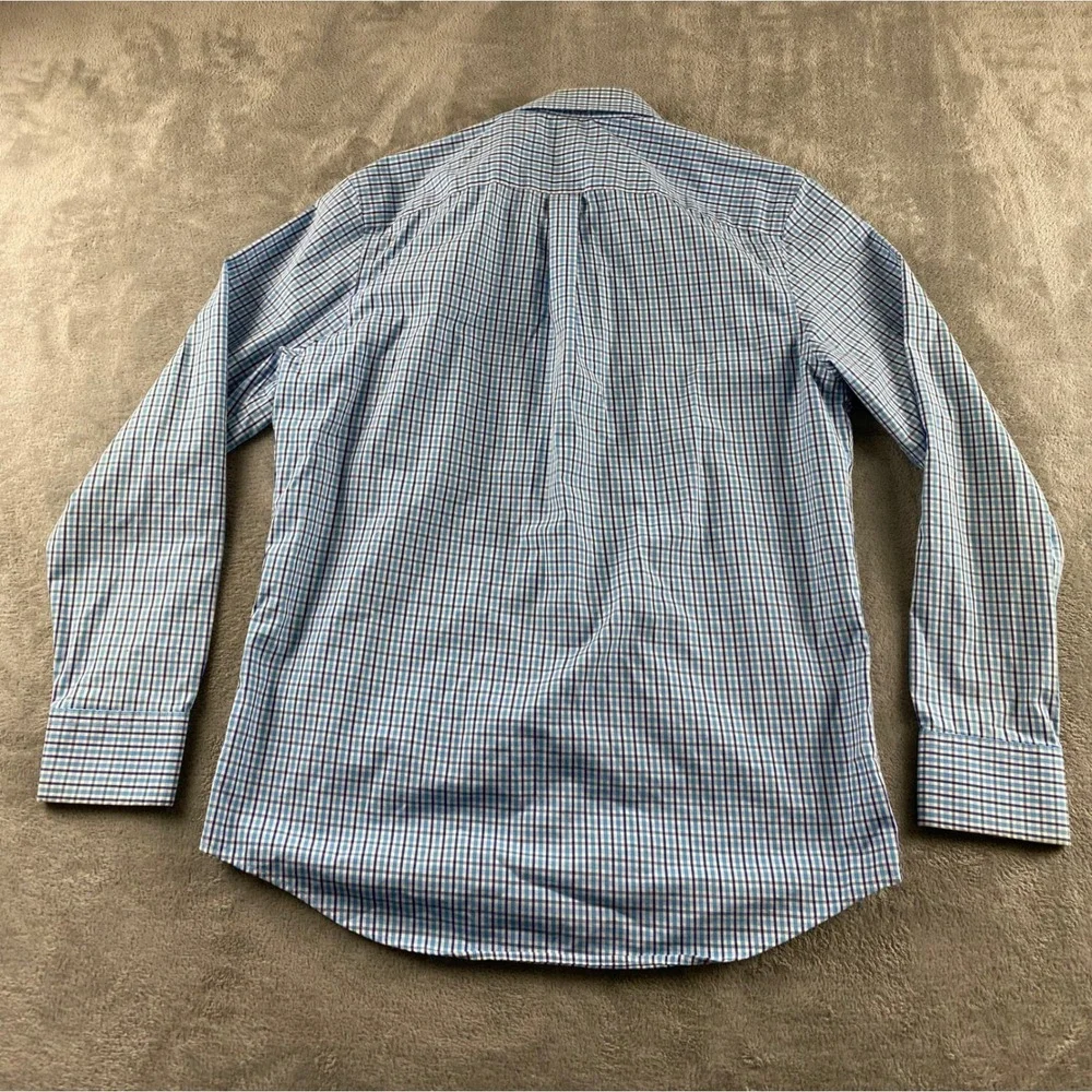 Banana Republic Mens Blue Check Non Iron Classic Fit Button Down Shirt M 15-15.5